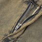 Camouflage Stitching Distressed Raw Hem Jeans Men