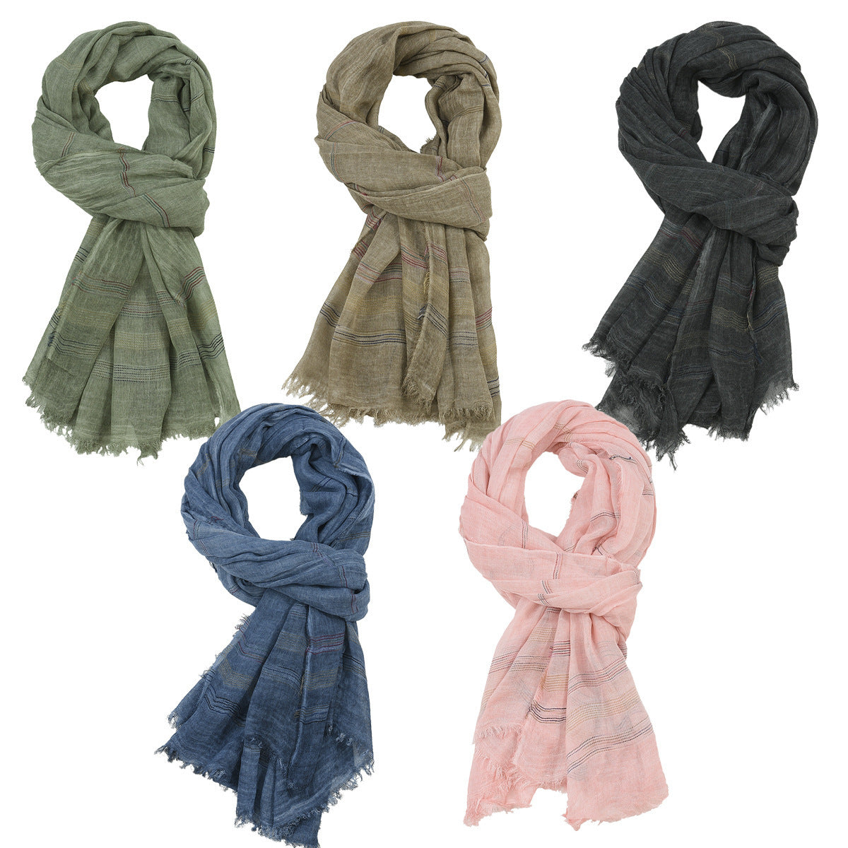 New Yarn-dyed Striped Scarf For Men