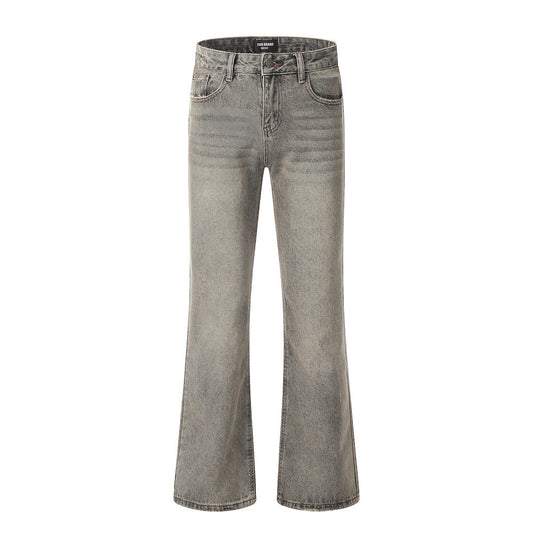 Worn Looking Washed-out Denim Bootcut Trousers Men's Hippie Trend