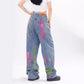 American Style Retro Street Hip Hop Graffiti Printing Loose Jeans For Men And Women