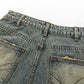 Contrast Color Knee Hole Denim Bell-bottom Pants Men