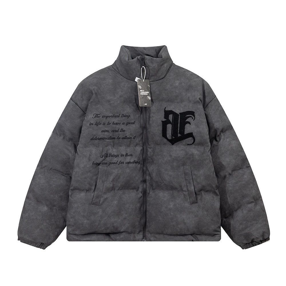 Men's Embroidered Letter Cotton-padded Jacket