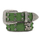 Rhinestone Skull Wide Belt Men