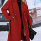 Lapel Double-breasted Trench Coat With Belt Winter Fashion Solid Color Long Jacket Outwear Women Clothing