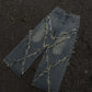 Burrs Tassels Patchwork Design Wide Leg Jeans