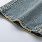 Washed And Worn Worn Denim Trousers Men's Pleated