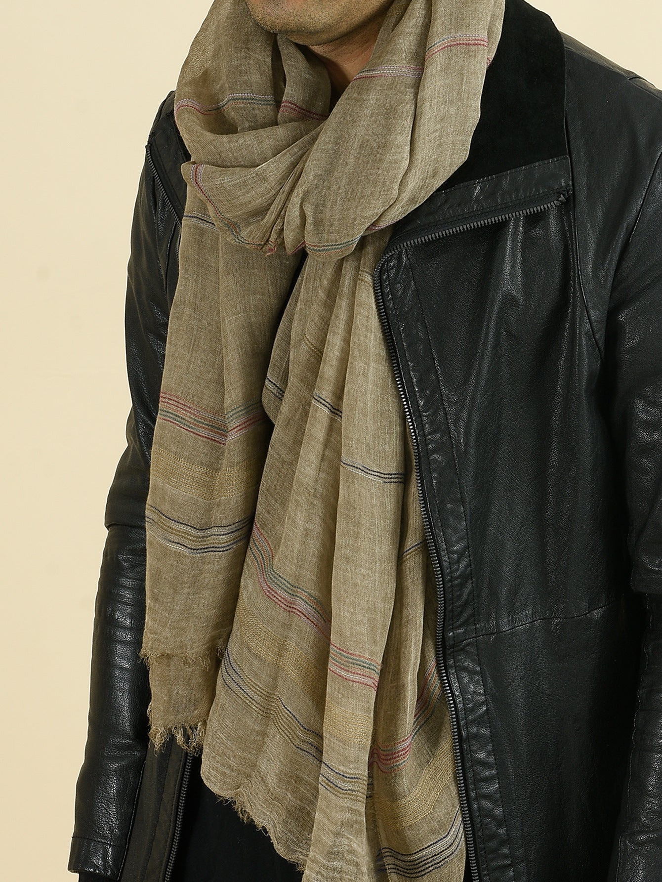 New Yarn-dyed Striped Scarf For Men