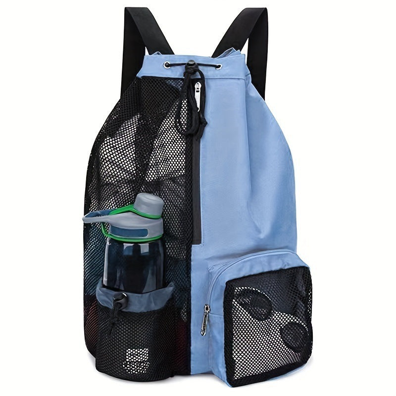 Swim Mesh Drawstring Backpack Belt Wet Bag Beach