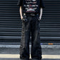 Retro Tattered Jeans Big Pocket Jeans Loose-fitting Wide-leg Trousers