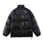 Simple Letter Stand-up Collar Cotton-padded Coat Leather Coat For Men