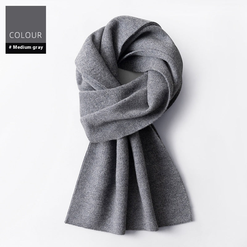 Wool Scarf Men's Winter Plaid Double-sided Scarf