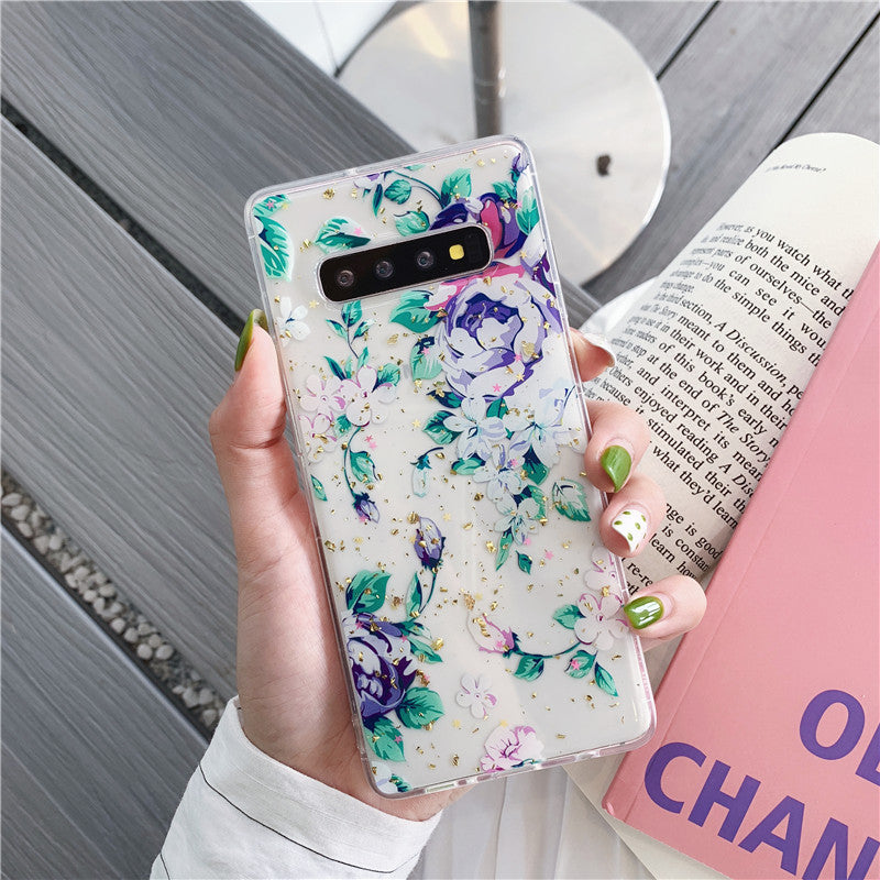 Gold foil flower mobile phone case