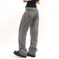 Heavy Industry Washed And Worn Denim Cargo Pants Retro Loose Wide Leg Straight Mop Trousers