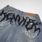 Punk Make Old Ripped Letter Denim Trousers Men