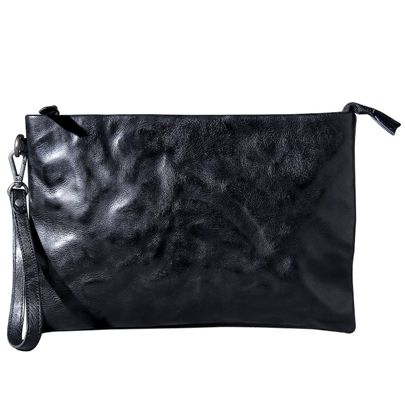 Simple Retro First Layer Cowhide Large Capacity Hand-held Original Leather Casual Envelope Men's Bag