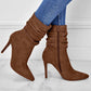 Women's Fashion Suede Pointed High Heels Boots Shoes