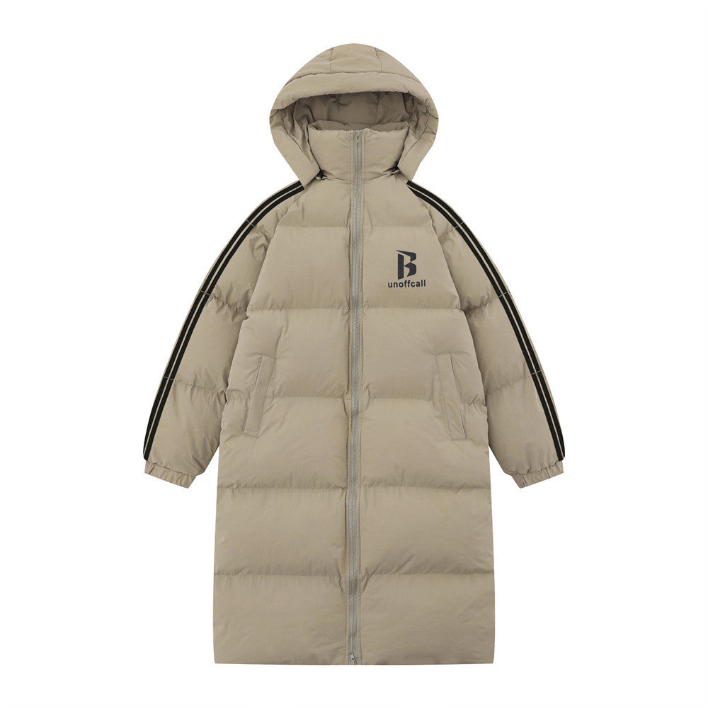 Long Below The Knee Hooded Cotton Jacket Male