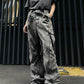Pleated Workwear With Pocket Jeans Loose-fitting Wide-leg Trousers