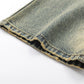 Contrast Color Knee Hole Denim Bell-bottom Pants Men
