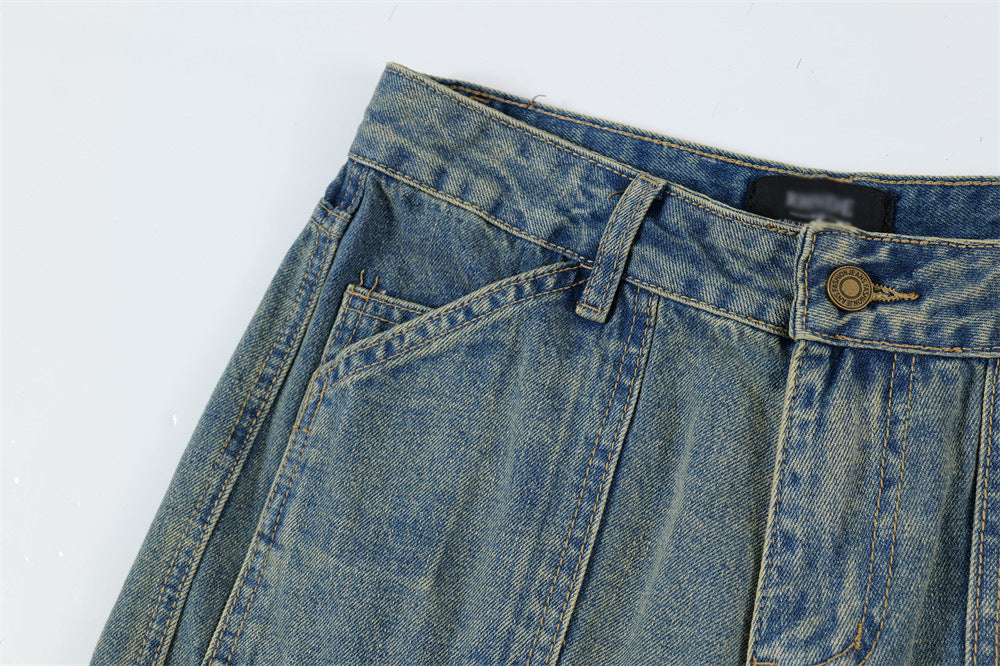 Gradient Tie-dye Denim Cargo Pants Trousers Men's Clothing