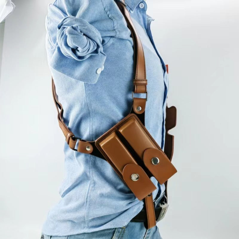 Model Tactical Chest Bag Pistol Bag Hidden Underarm Outdoor Cowhide Holster Rock Quick Pull Holster