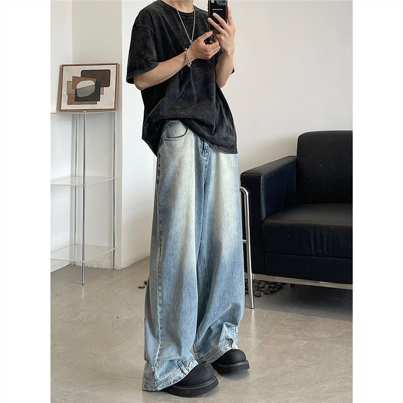 All-match High-grade Washed Wide Leg Retro Trousers