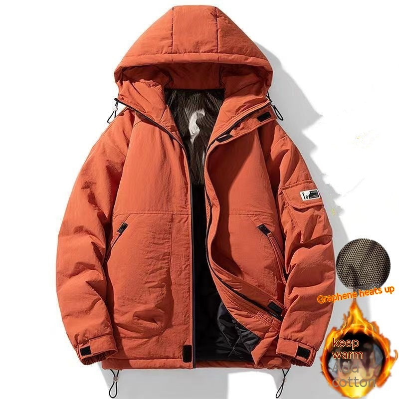 Plus Size Cotton Coat Men's Winter New Hooded Padded Cotton Coat Korean Style