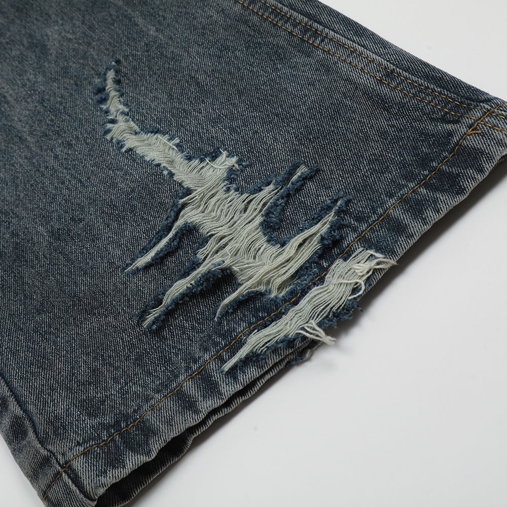 Dirty Spray Painting Denim Trousers Punk Dyeing