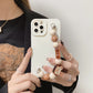 Ins Khaki Bear Bead Bracelet Soft Phone Case