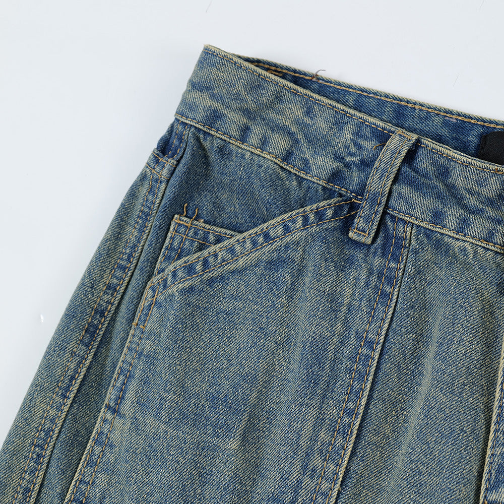 Gradient Tie-dye Denim Cargo Pants Trousers Men's Clothing