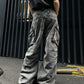 Pleated Workwear With Pocket Jeans Loose-fitting Wide-leg Trousers