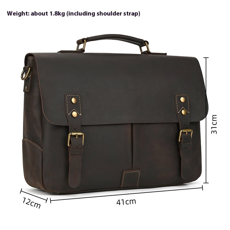 Retro Men's Briefcase Crazy Horse Leather