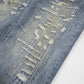 Punk Make Old Ripped Letter Denim Trousers Men