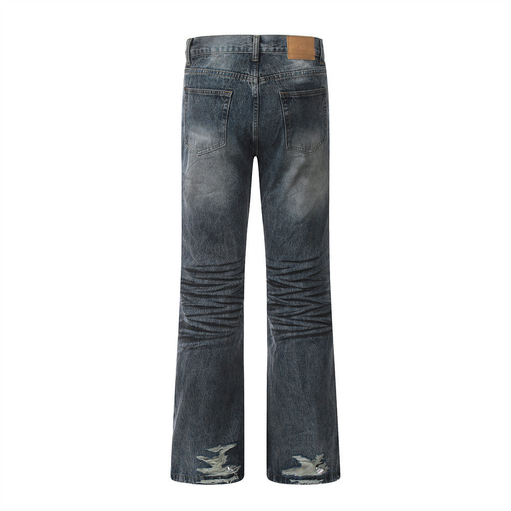 Dirty Spray Painting Denim Trousers Punk Dyeing