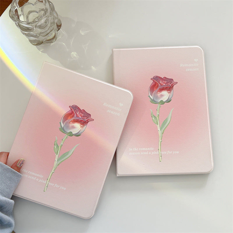 Gradient Rose Tablet Protective Case With Bracket