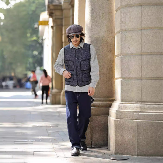 Men's Multi-pocket Striped Outdoor Primary Color Jeans