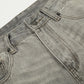 Punk Vintage Wash Denim Straight Wide Leg Pants Men