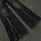 Double Zipper Slightly Flared Jeans Loose-fitting Wide-leg Trousers