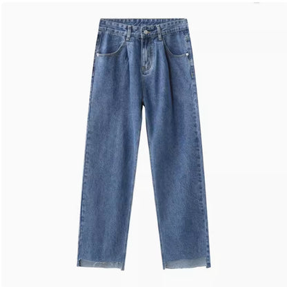 Retro Casual Irregular Slit Simple Jeans