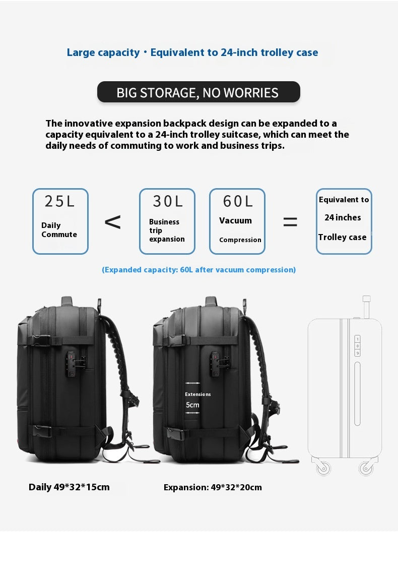 Men's Large-capacity Backpack Dry Wet Separation Anti-theft Package Business Leisure Unisex Backpack