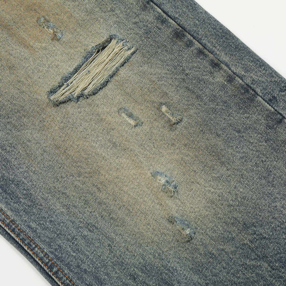 Waste Soil Punk Make Old Ripped Denim Dirty Pants Men
