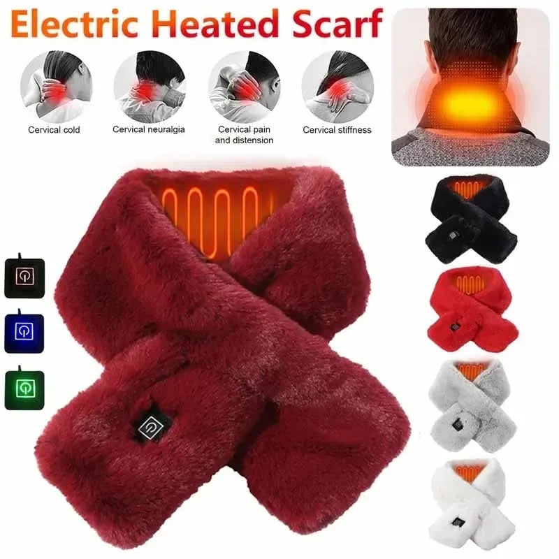 Heating Scarf USB Electric Heated Neck Wrap Heating Pad Pain Relief Three-gear Temperature Control Neck Warmer For Womens Scarves Men Scarf