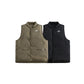 Solid Color Printing Sleeveless Top Zipper Multi-pocket Stand Collar Cotton Vest Men