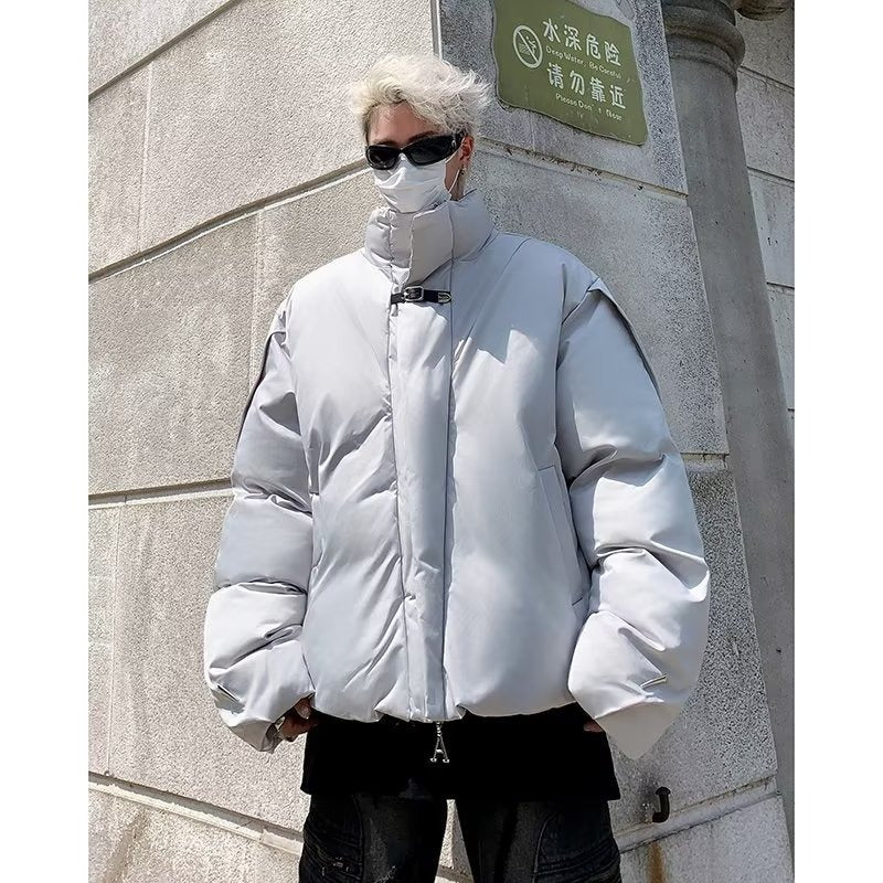 American High Street Solid Color Short Thickened Cotton Padded Coat