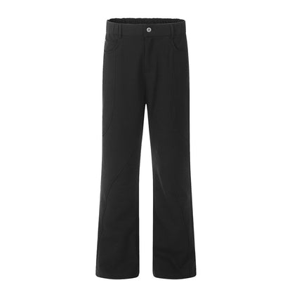 Loose Casual Trousers Men's High Street Split Stitching Design Pocket Solid Color Wide-leg Pants