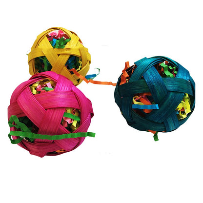 Natural Bamboo Woven Bird Toy Ball Feeding Foraging Toy