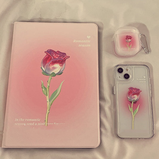 Gradient Rose Tablet Protective Case With Bracket