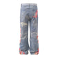Design Color Matching Lace Denim Straight-leg Trousers Fashion