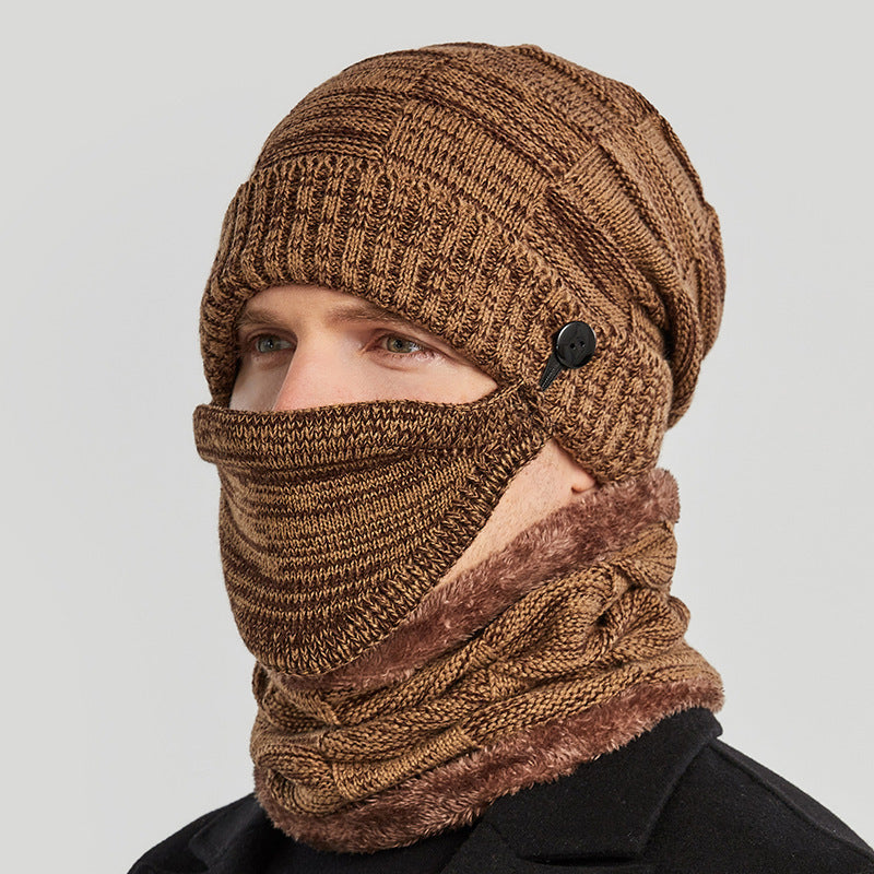 Hat Scarf Mask Three-piece Suit For Men To Keep Warm