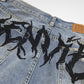 Punk Make Old Ripped Letter Denim Trousers Men